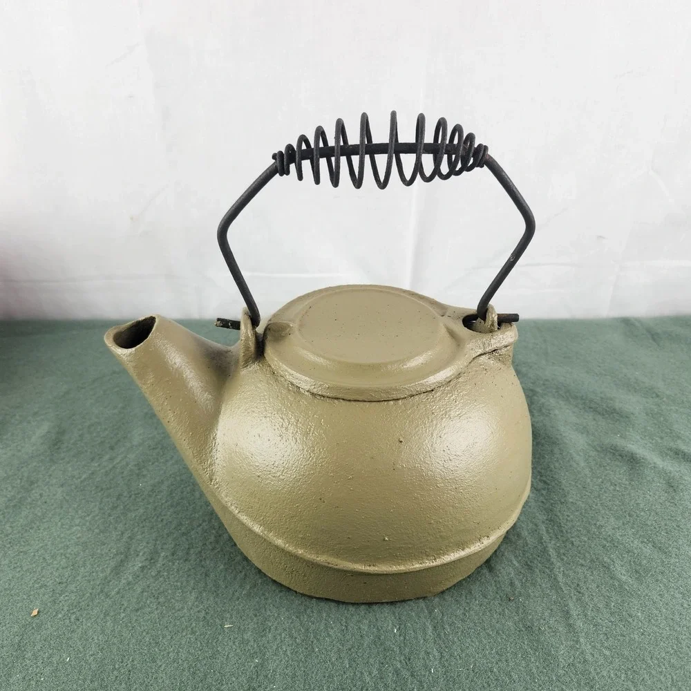 Vintage Wood Stove Steamer 3 Quart Cast Iron Humidifier Kettle Painted Display‎